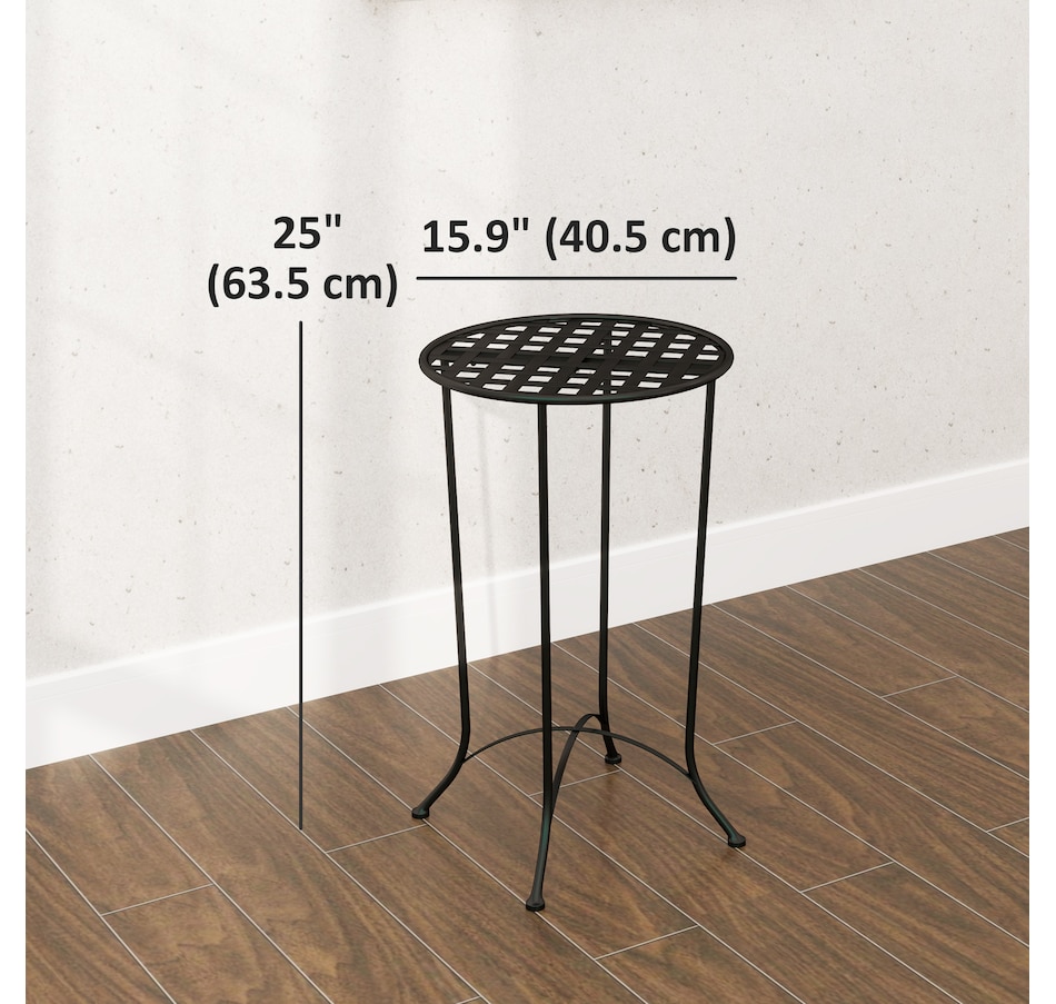 Image 964557_ALTMORE2.jpg, Product 964-557 / Price $49.99, Outsunny 16" Patio Side Table, Metal Outdoor Table with Grid Top, Black from Outsunny on TSC.ca's Home & Garden department