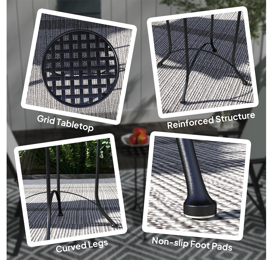Image 964557_ALTMORE5.jpg, Product 964-557 / Price $49.99, Outsunny 16" Patio Side Table, Metal Outdoor Table with Grid Top, Black from Outsunny on TSC.ca's Home & Garden department