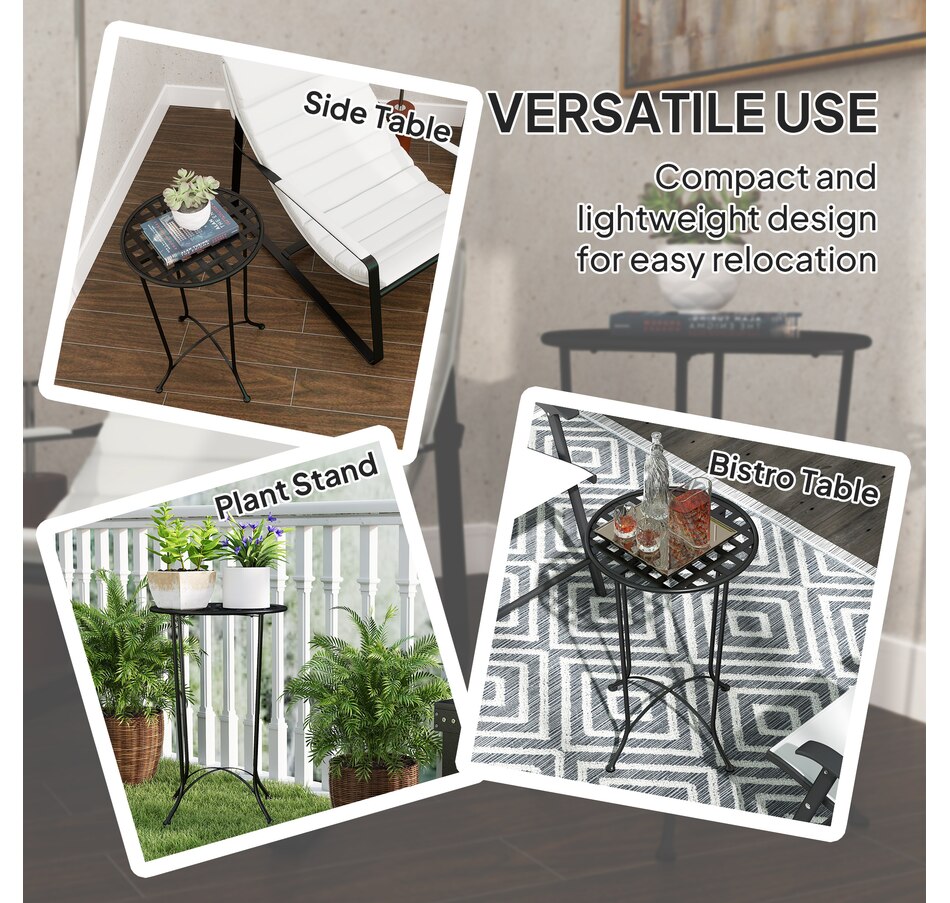 Image 964557_ALTMORE6.jpg, Product 964-557 / Price $49.99, Outsunny 16" Patio Side Table, Metal Outdoor Table with Grid Top, Black from Outsunny on TSC.ca's Home & Garden department
