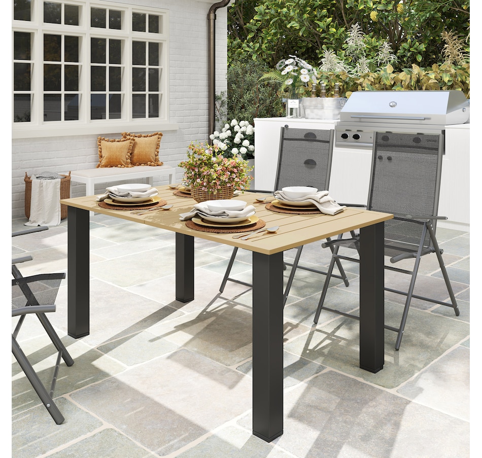 Image 964562_ALTMORE1.jpg, Product 964-562 / Price $189.99, Outsunny 59" Outdoor Dining Table with Umbrella Hole, Patio Table, Brown from Outsunny on TSC.ca's Home & Garden department