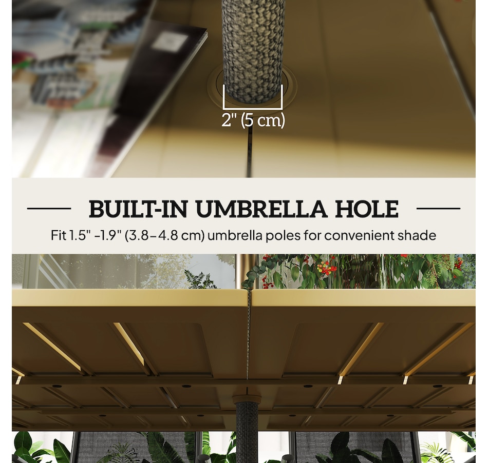 Image 964562_ALTMORE4.jpg, Product 964-562 / Price $189.99, Outsunny 59" Outdoor Dining Table with Umbrella Hole, Patio Table, Brown from Outsunny on TSC.ca's Home & Garden department