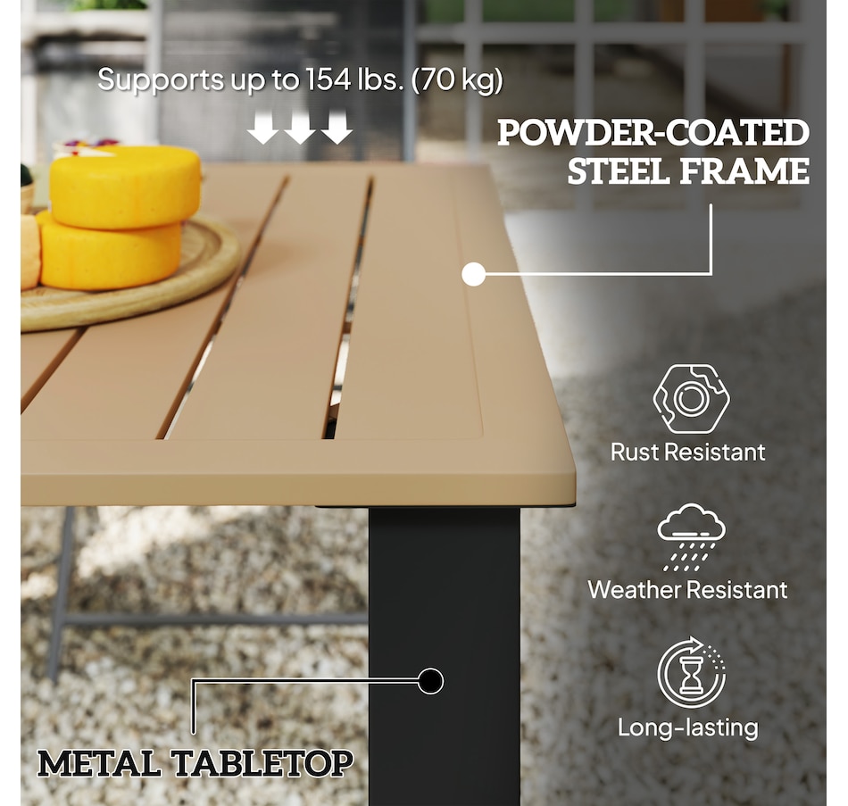 Image 964562_ALTMORE6.jpg, Product 964-562 / Price $189.99, Outsunny 59" Outdoor Dining Table with Umbrella Hole, Patio Table, Brown from Outsunny on TSC.ca's Home & Garden department