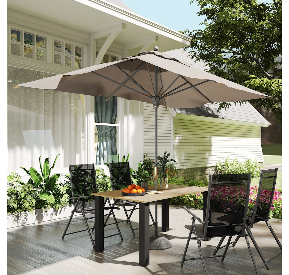 Image 964562_ALTMORE7.jpg, Product 964-562 / Price $189.99, Outsunny 59" Outdoor Dining Table with Umbrella Hole, Patio Table, Brown from Outsunny on TSC.ca's Home & Garden department