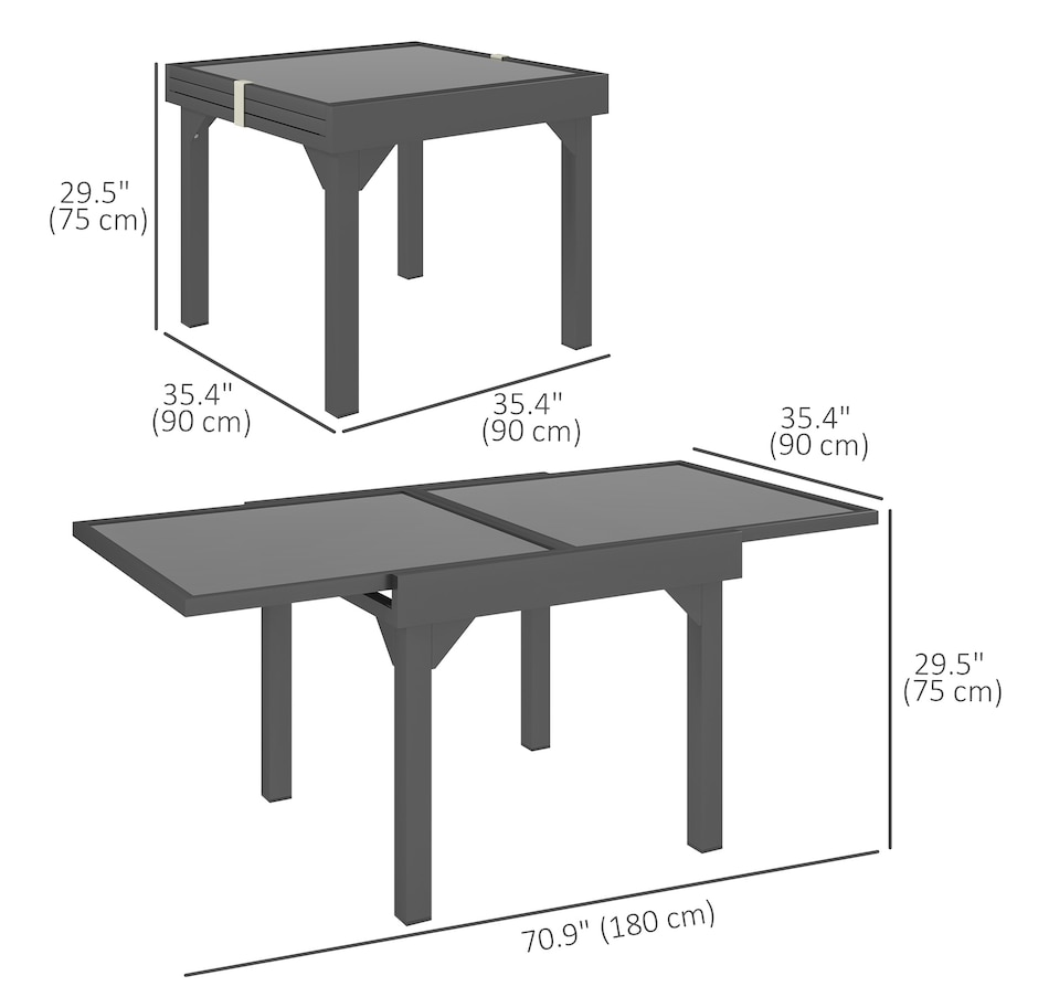 Image 964563_ALTMORE2.jpg, Product 964-563 / Price $251.99, Outsunny 35"-71" Expandable Patio Dining Table for 4-6 Person, Grey from Outsunny on TSC.ca's Home & Garden department