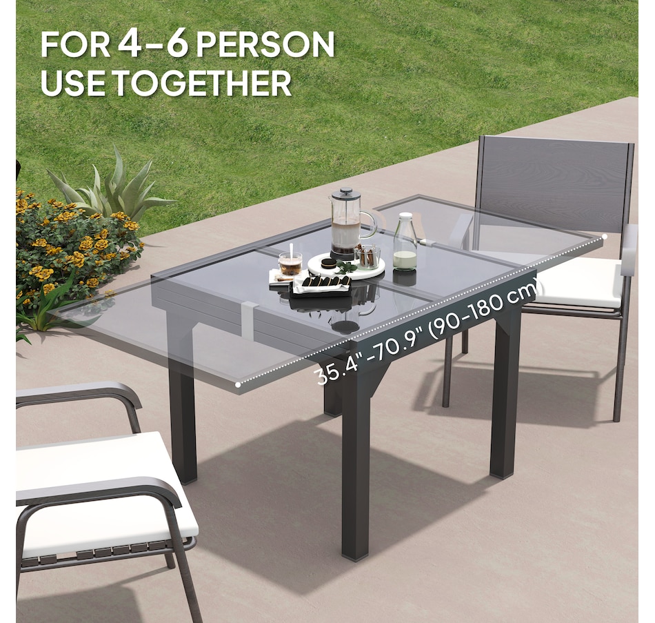 Image 964563_ALTMORE3.jpg, Product 964-563 / Price $251.99, Outsunny 35"-71" Expandable Patio Dining Table for 4-6 Person, Grey from Outsunny on TSC.ca's Home & Garden department