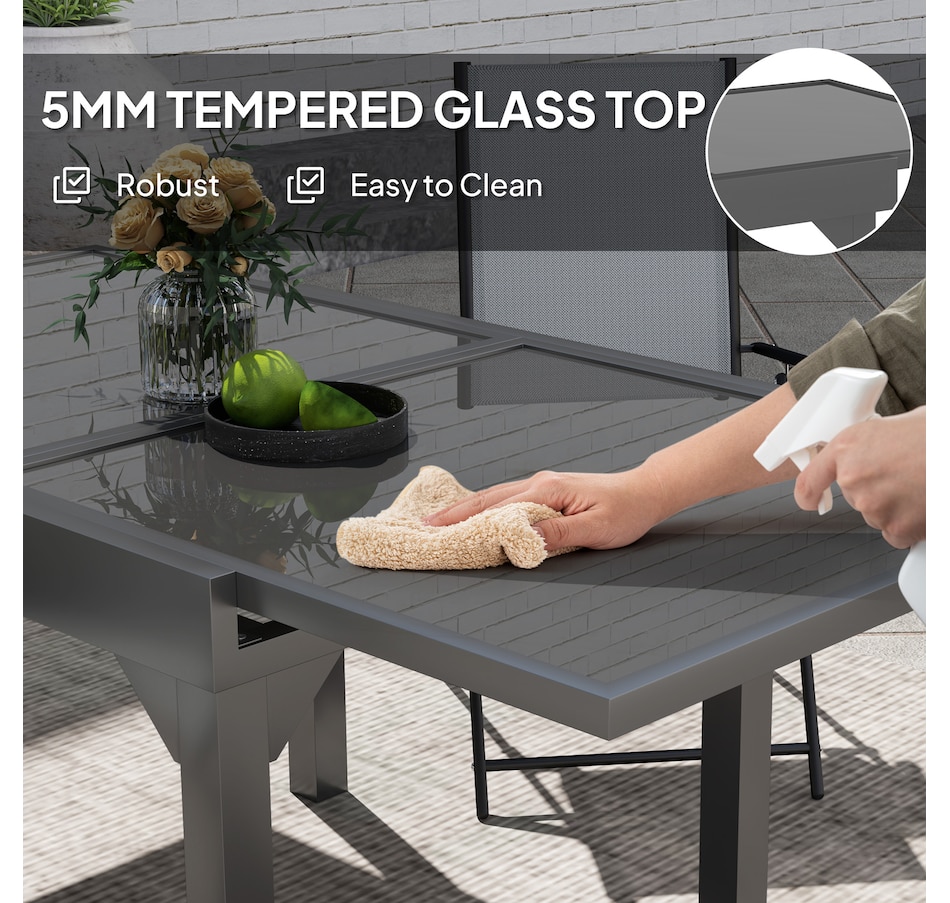 Image 964563_ALTMORE4.jpg, Product 964-563 / Price $251.99, Outsunny 35"-71" Expandable Patio Dining Table for 4-6 Person, Grey from Outsunny on TSC.ca's Home & Garden department