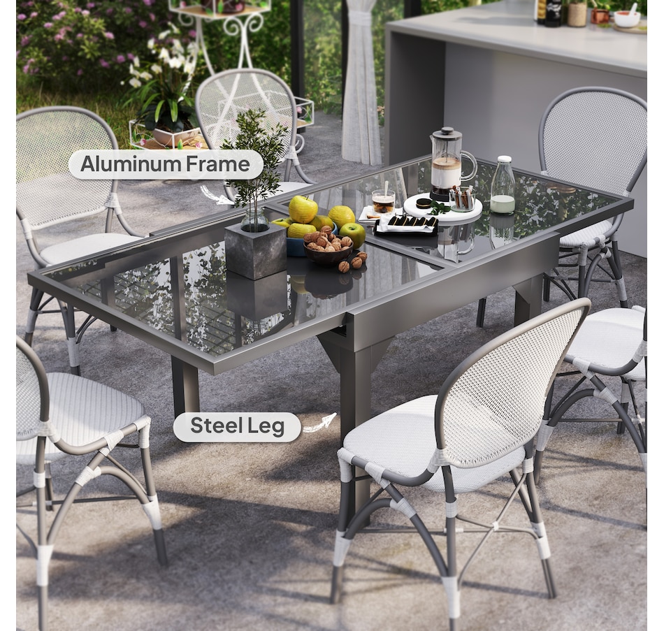 Image 964563_ALTMORE5.jpg, Product 964-563 / Price $251.99, Outsunny 35"-71" Expandable Patio Dining Table for 4-6 Person, Grey from Outsunny on TSC.ca's Home & Garden department