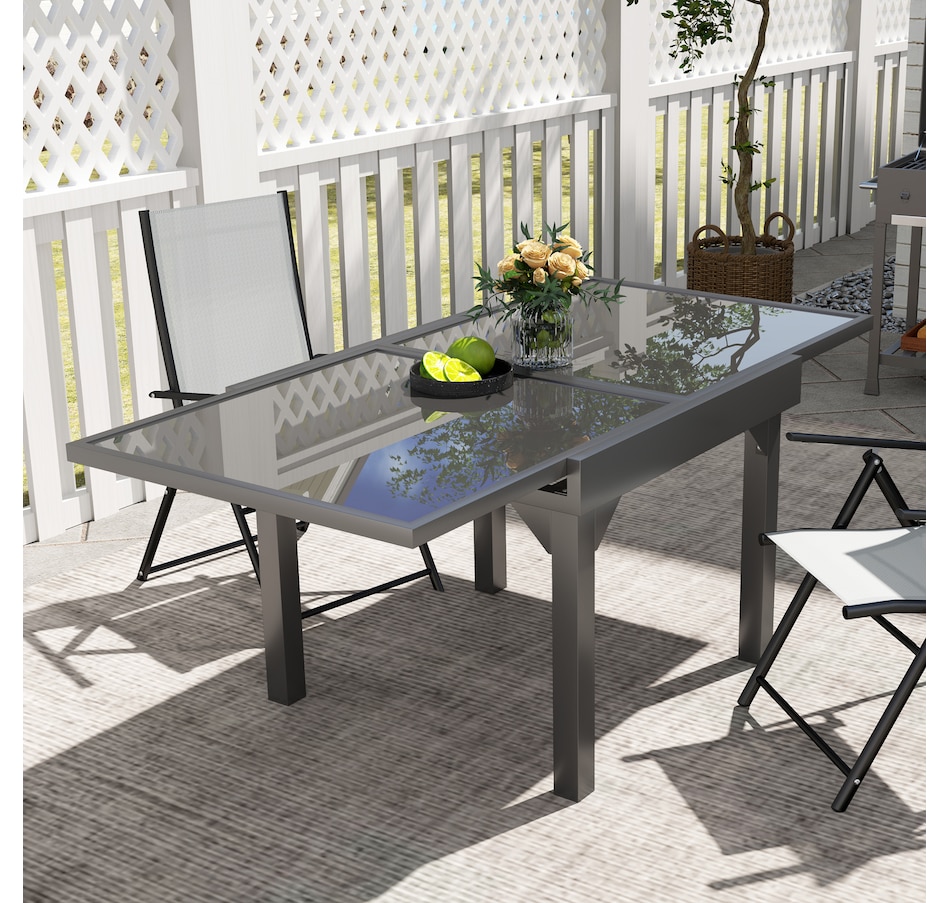 Image 964563_ALTMORE6.jpg, Product 964-563 / Price $251.99, Outsunny 35"-71" Expandable Patio Dining Table for 4-6 Person, Grey from Outsunny on TSC.ca's Home & Garden department
