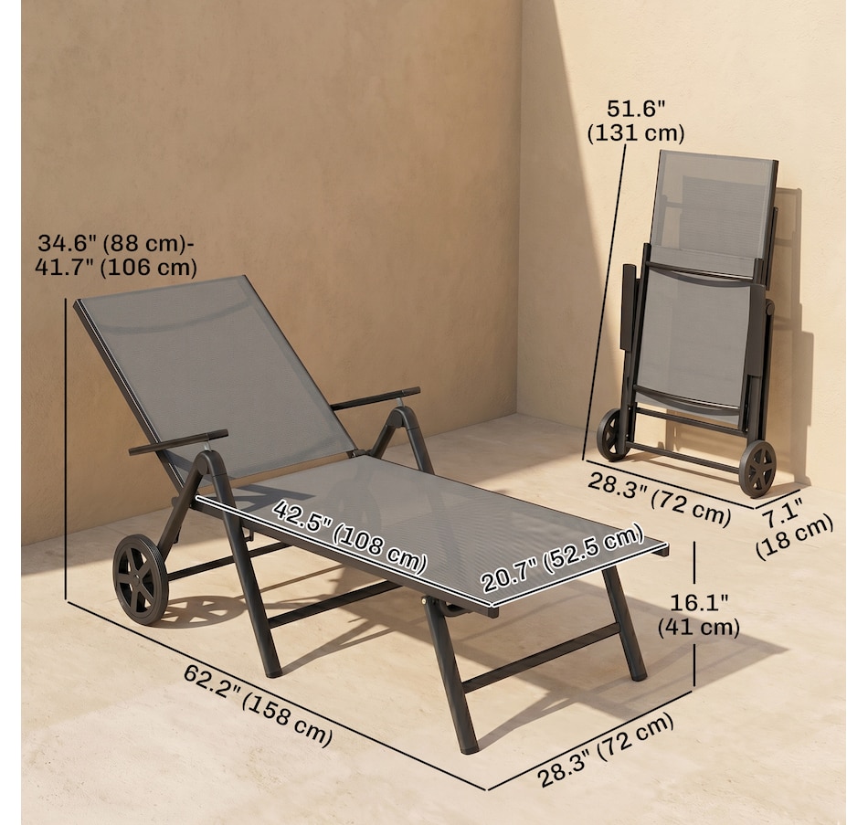 Image 964564_ALTMORE10.jpg, Product 964-564 / Price $119.99, Outsunny Folding Lounge Chair, 5-Level Adjustable Tanning Chair, Grey from Outsunny on TSC.ca's Home & Garden department