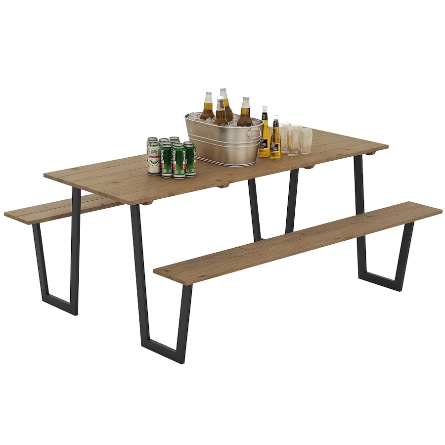 Image 964569.png, Product 964-569 / Price $304.99, Outsunny 5.7 FT Outdoor Picnic Table Bench Set with 2" Umbrella Hole, Brown from Outsunny on TSC.ca's Home & Garden department