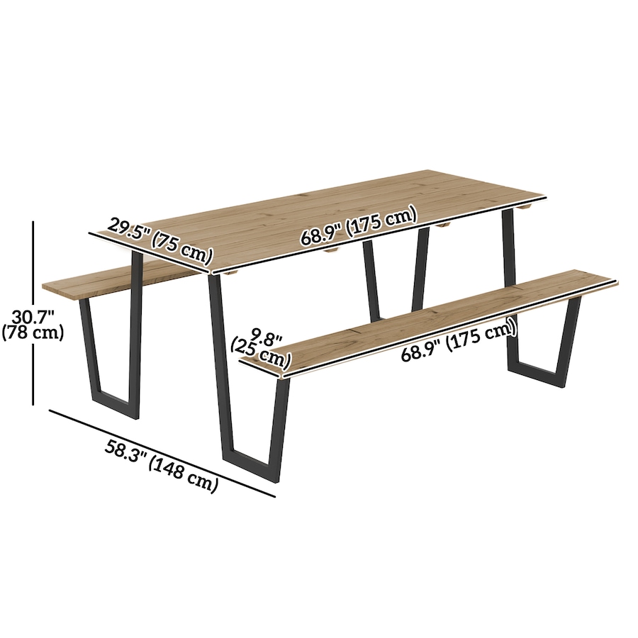 Image 964569_ALTMORE2.jpg, Product 964-569 / Price $304.99, Outsunny 5.7 FT Outdoor Picnic Table Bench Set with 2" Umbrella Hole, Brown from Outsunny on TSC.ca's Home & Garden department