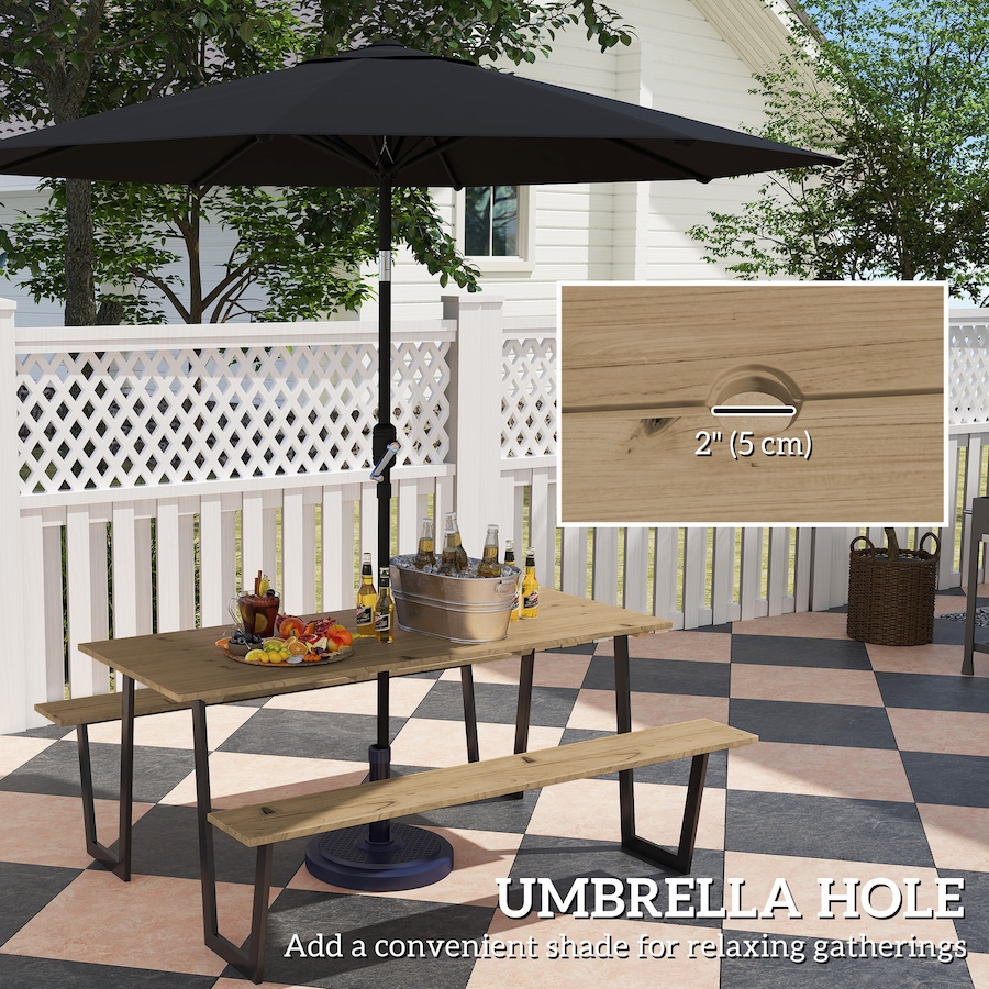 Image 964569_ALTMORE4.jpg, Product 964-569 / Price $304.99, Outsunny 5.7 FT Outdoor Picnic Table Bench Set with 2" Umbrella Hole, Brown from Outsunny on TSC.ca's Home & Garden department