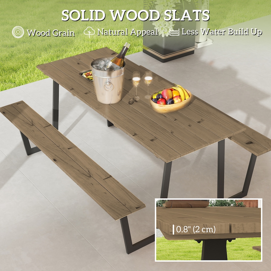 Image 964569_ALTMORE5.jpg, Product 964-569 / Price $304.99, Outsunny 5.7 FT Outdoor Picnic Table Bench Set with 2" Umbrella Hole, Brown from Outsunny on TSC.ca's Home & Garden department
