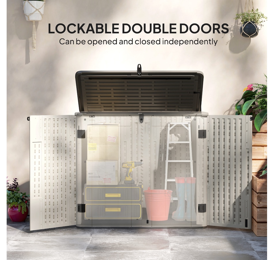 Image 964572_ALTMORE4.jpg, Product 964-572 / Price $339.99, Outsunny 185 Gallon Storage Cabinet with Openable Top and Lockable Doors from Outsunny on TSC.ca's Home & Garden department