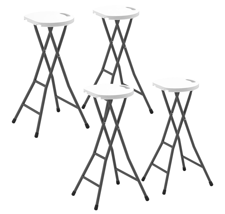 Image 964576.jpg, Product 964-576 / Price $109.99, Outsunny 29" Folding Outdoor Bar Stools Set of 4 with Handle, White from Outsunny on TSC.ca's Home & Garden department