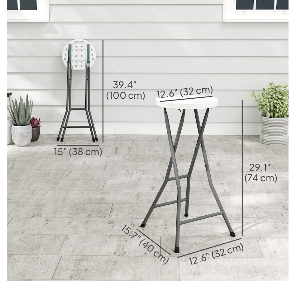 Image 964576_ALTMORE2.jpg, Product 964-576 / Price $109.99, Outsunny 29" Folding Outdoor Bar Stools Set of 4 with Handle, White from Outsunny on TSC.ca's Home & Garden department
