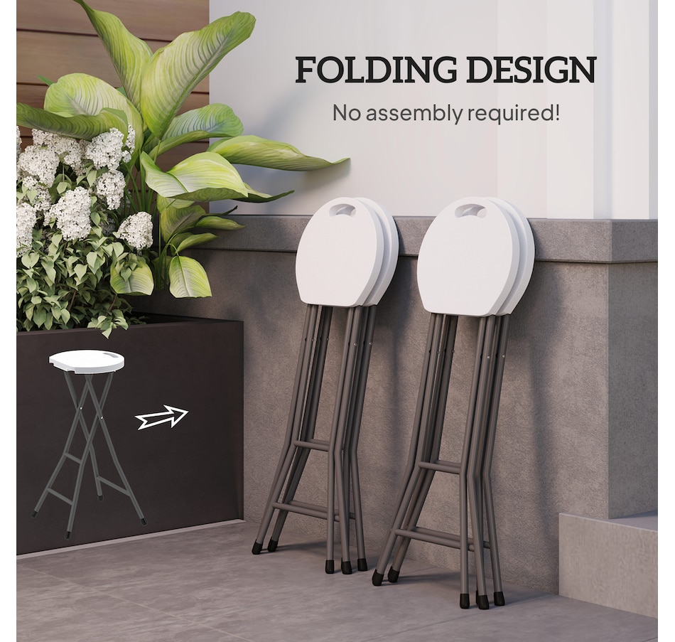 Image 964576_ALTMORE3.jpg, Product 964-576 / Price $109.99, Outsunny 29" Folding Outdoor Bar Stools Set of 4 with Handle, White from Outsunny on TSC.ca's Home & Garden department