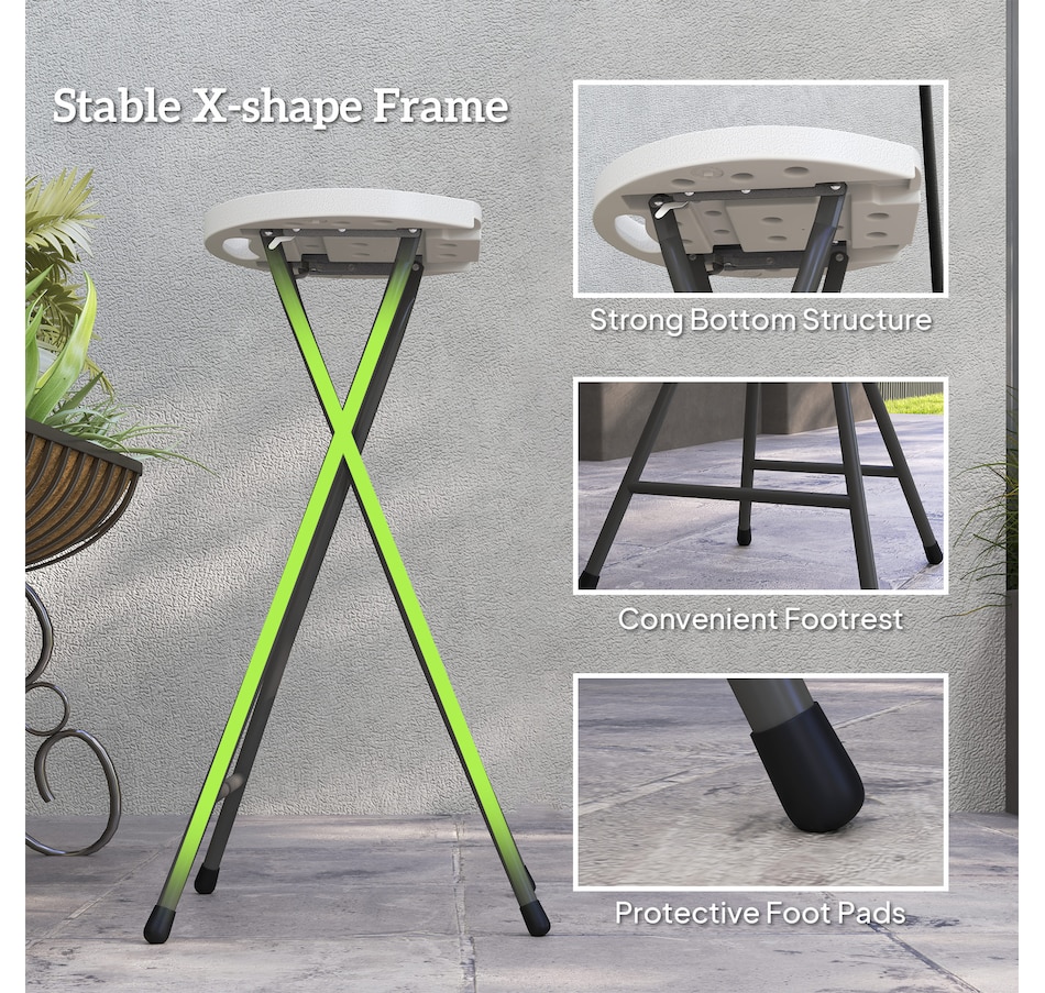 Image 964576_ALTMORE6.jpg, Product 964-576 / Price $109.99, Outsunny 29" Folding Outdoor Bar Stools Set of 4 with Handle, White from Outsunny on TSC.ca's Home & Garden department