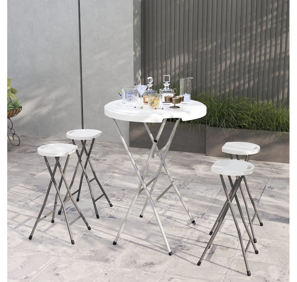 Image 964576_ALTMORE8.jpg, Product 964-576 / Price $109.99, Outsunny 29" Folding Outdoor Bar Stools Set of 4 with Handle, White from Outsunny on TSC.ca's Home & Garden department