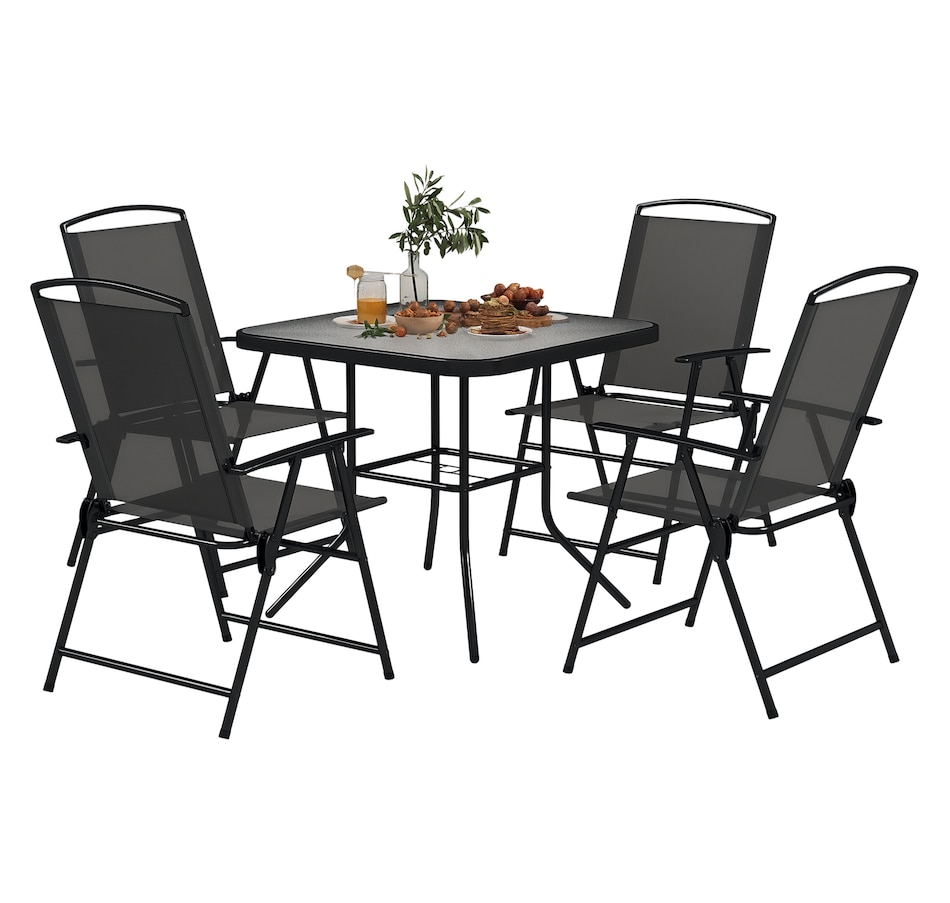 Image 964578.jpg, Product 964-578 / Price $249.99, Outsunny Patio Dining Set for 4, Outdoor Dining Set w/ Mesh Folding Chairs from Outsunny on TSC.ca's Home & Garden department