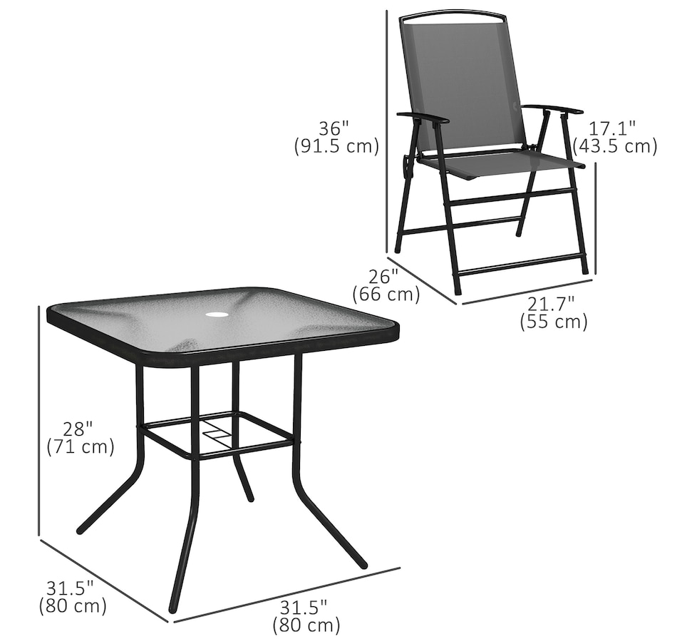 Image 964578_ALTMORE2.jpg, Product 964-578 / Price $249.99, Outsunny Patio Dining Set for 4, Outdoor Dining Set w/ Mesh Folding Chairs from Outsunny on TSC.ca's Home & Garden department