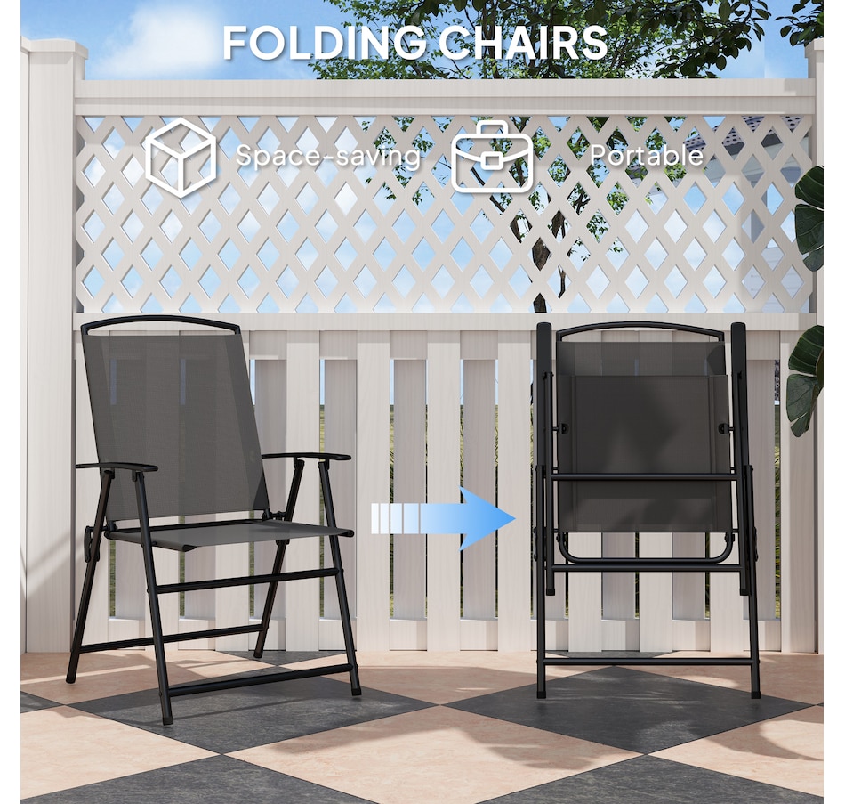 Image 964578_ALTMORE3.jpg, Product 964-578 / Price $249.99, Outsunny Patio Dining Set for 4, Outdoor Dining Set w/ Mesh Folding Chairs from Outsunny on TSC.ca's Home & Garden department