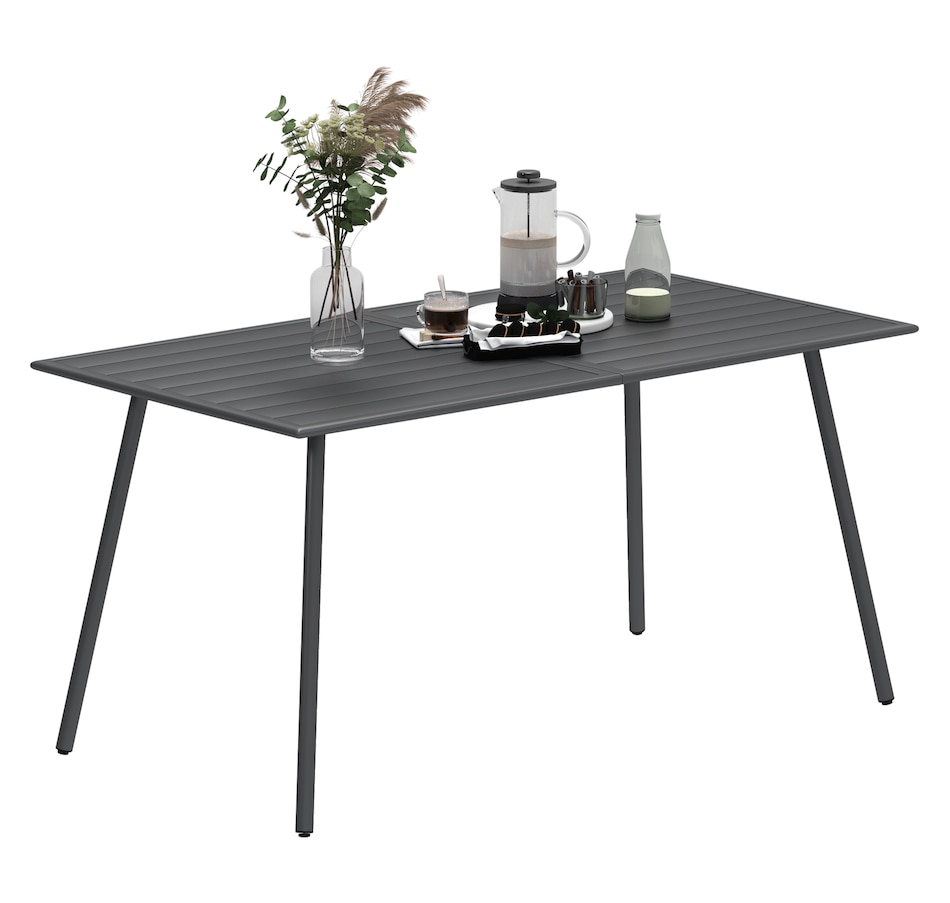 Image 964583.jpg, Product 964-583 / Price $125.99, Outsunny Rectangle Patio Dining Table for 6 Person, Outdoor Table, Grey from Outsunny on TSC.ca's Home & Garden department