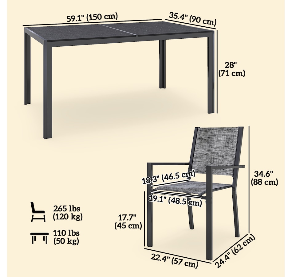 Image 964586_ALTMORE2.jpg, Product 964-586 / Price $449.99, Outsunny 7 Piece Outdoor Dining Set w/ 6 Stackable Chairs & Rectangle Table from Outsunny on TSC.ca's Home & Garden department