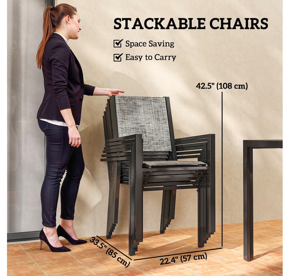 Image 964586_ALTMORE3.jpg, Product 964-586 / Price $449.99, Outsunny 7 Piece Outdoor Dining Set w/ 6 Stackable Chairs & Rectangle Table from Outsunny on TSC.ca's Home & Garden department