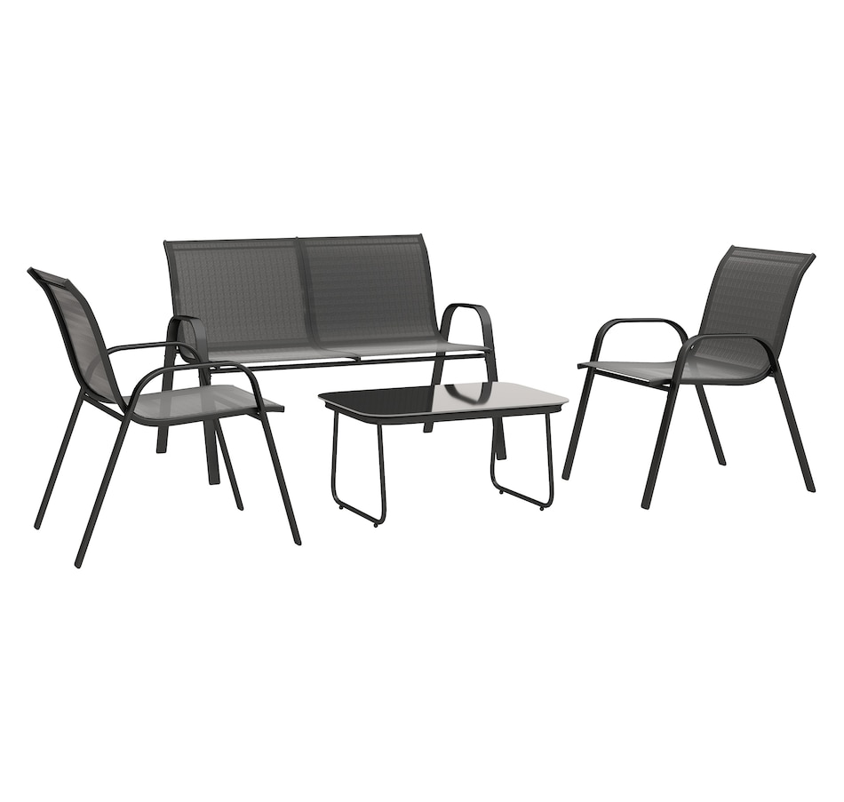 Image 964587.jpg, Product 964-587 / Price $189.99, Outsunny 4 Pieces Patio Furniture Set, Outdoor Conversation Set, Black from Outsunny on TSC.ca's Home & Garden department