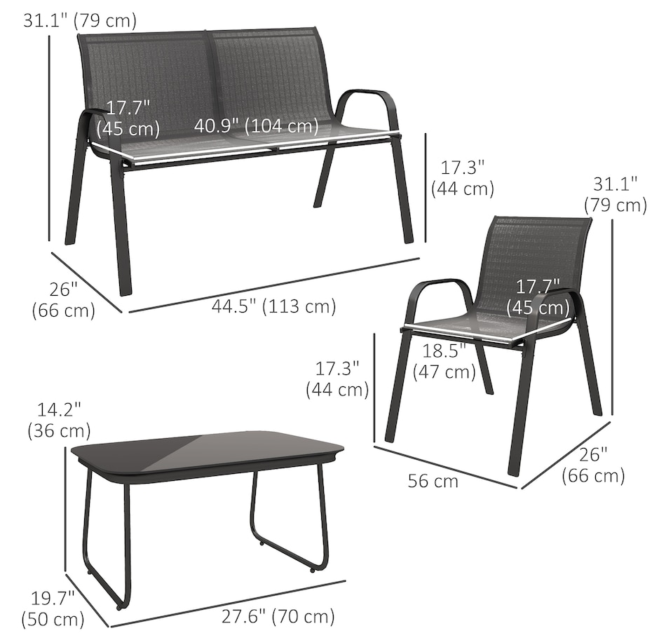 Image 964587_ALTMORE2.jpg, Product 964-587 / Price $189.99, Outsunny 4 Pieces Patio Furniture Set, Outdoor Conversation Set, Black from Outsunny on TSC.ca's Home & Garden department