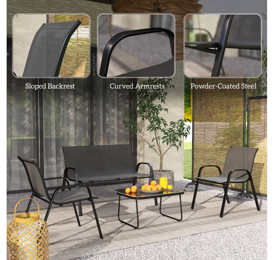 Image 964587_ALTMORE7.jpg, Product 964-587 / Price $189.99, Outsunny 4 Pieces Patio Furniture Set, Outdoor Conversation Set, Black from Outsunny on TSC.ca's Home & Garden department