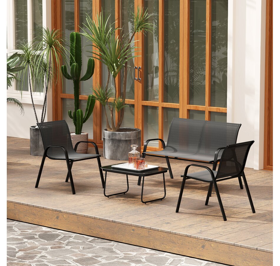 Image 964587_ALTMORE8.jpg, Product 964-587 / Price $189.99, Outsunny 4 Pieces Patio Furniture Set, Outdoor Conversation Set, Black from Outsunny on TSC.ca's Home & Garden department