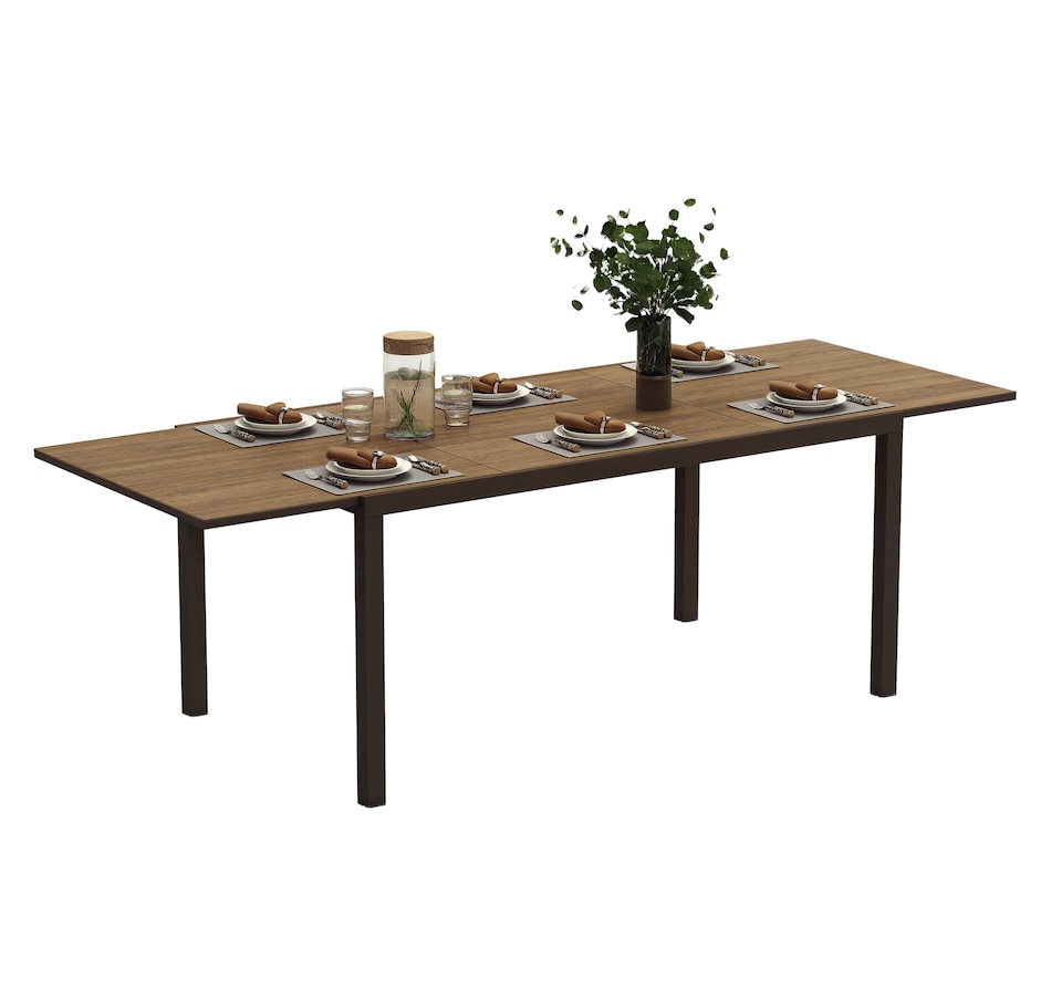 Image 964594.png, Product 964-594 / Price $459.99, Outsunny 63"-94.5" Extendable Patio Dining Table for 6-8 Person, Brown from Outsunny on TSC.ca's Home & Garden department