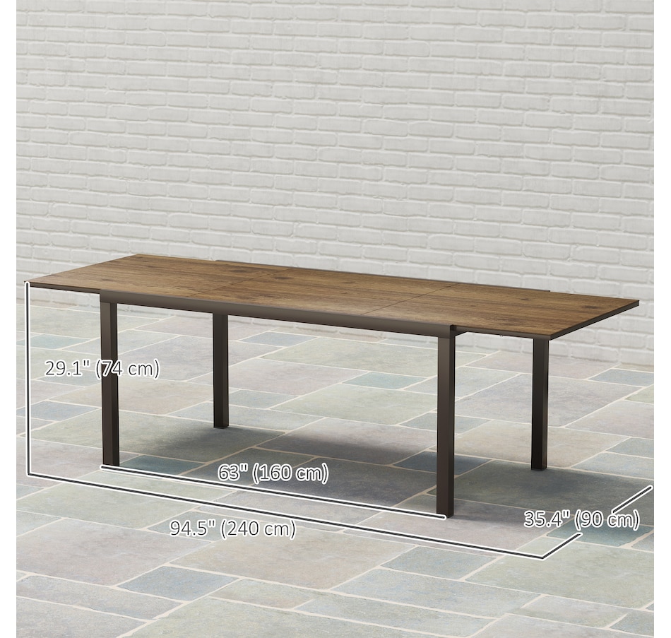 Image 964594_ALTMORE2.jpg, Product 964-594 / Price $459.99, Outsunny 63"-94.5" Extendable Patio Dining Table for 6-8 Person, Brown from Outsunny on TSC.ca's Home & Garden department