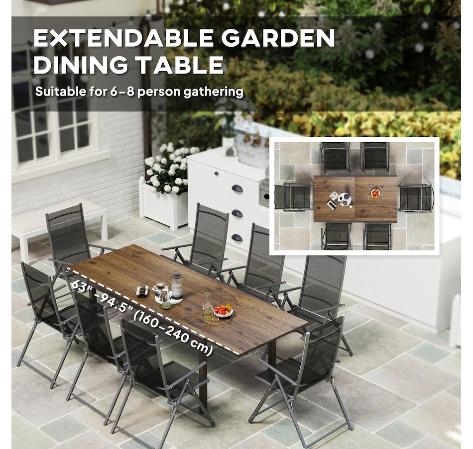 Image 964594_ALTMORE3.jpg, Product 964-594 / Price $459.99, Outsunny 63"-94.5" Extendable Patio Dining Table for 6-8 Person, Brown from Outsunny on TSC.ca's Home & Garden department