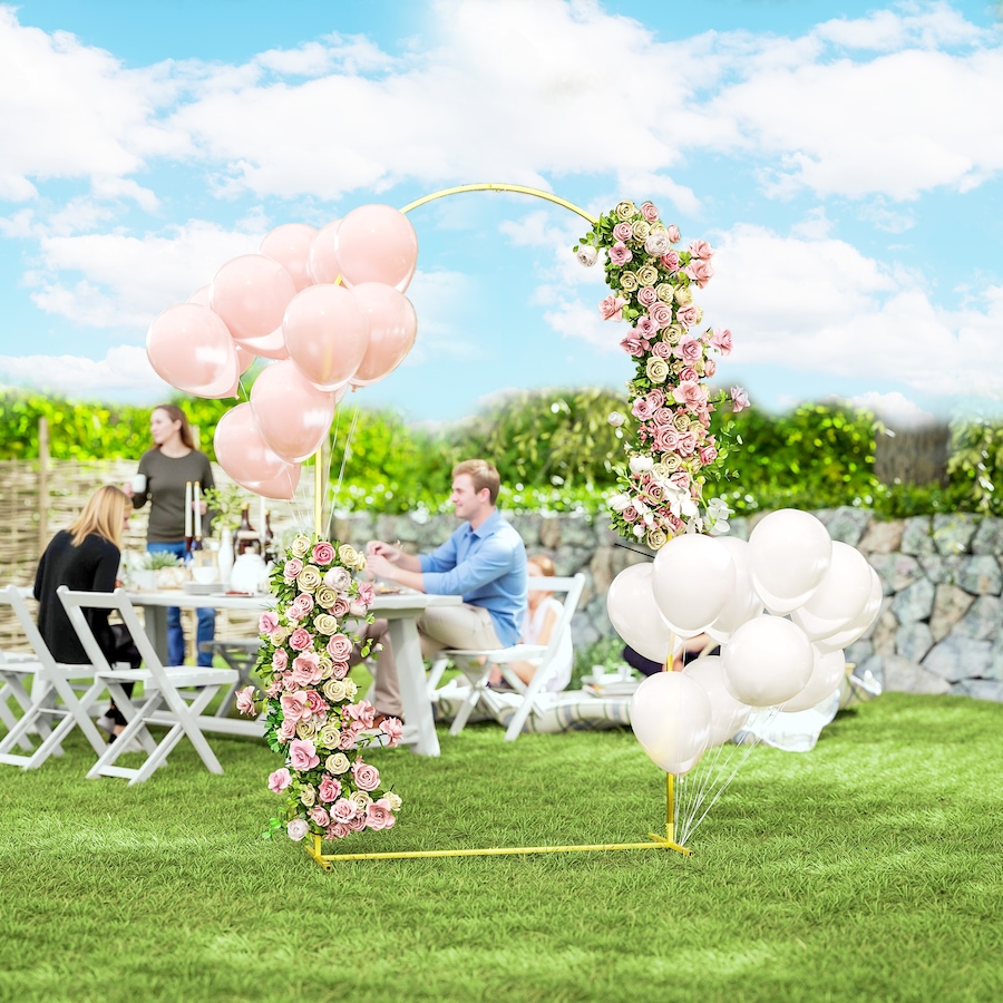 Image 964601_ALTMORE1.jpg, Product 964-601 / Price $49.99, Outsunny 7FT x 4FT Gold Wedding Arch, Backdrop Stand with U-Shaped Stakes from Outsunny on TSC.ca's Home & Garden department