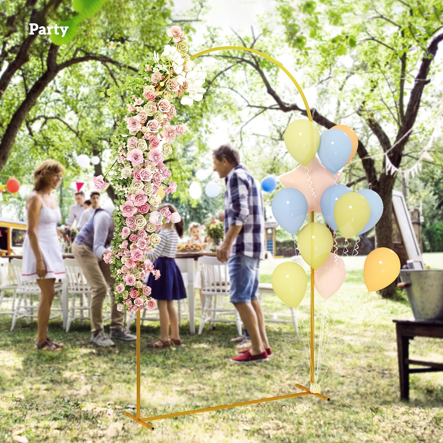 Image 964601_ALTMORE6.jpg, Product 964-601 / Price $49.99, Outsunny 7FT x 4FT Gold Wedding Arch, Backdrop Stand with U-Shaped Stakes from Outsunny on TSC.ca's Home & Garden department