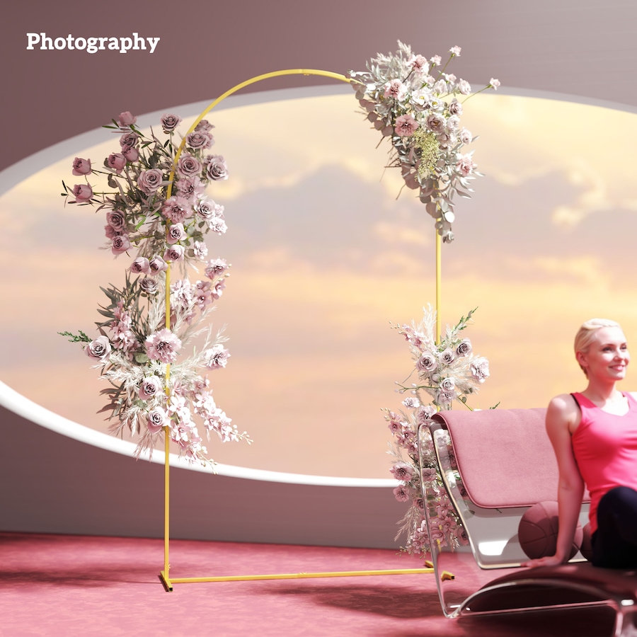 Image 964601_ALTMORE8.jpg, Product 964-601 / Price $49.99, Outsunny 7FT x 4FT Gold Wedding Arch, Backdrop Stand with U-Shaped Stakes from Outsunny on TSC.ca's Home & Garden department