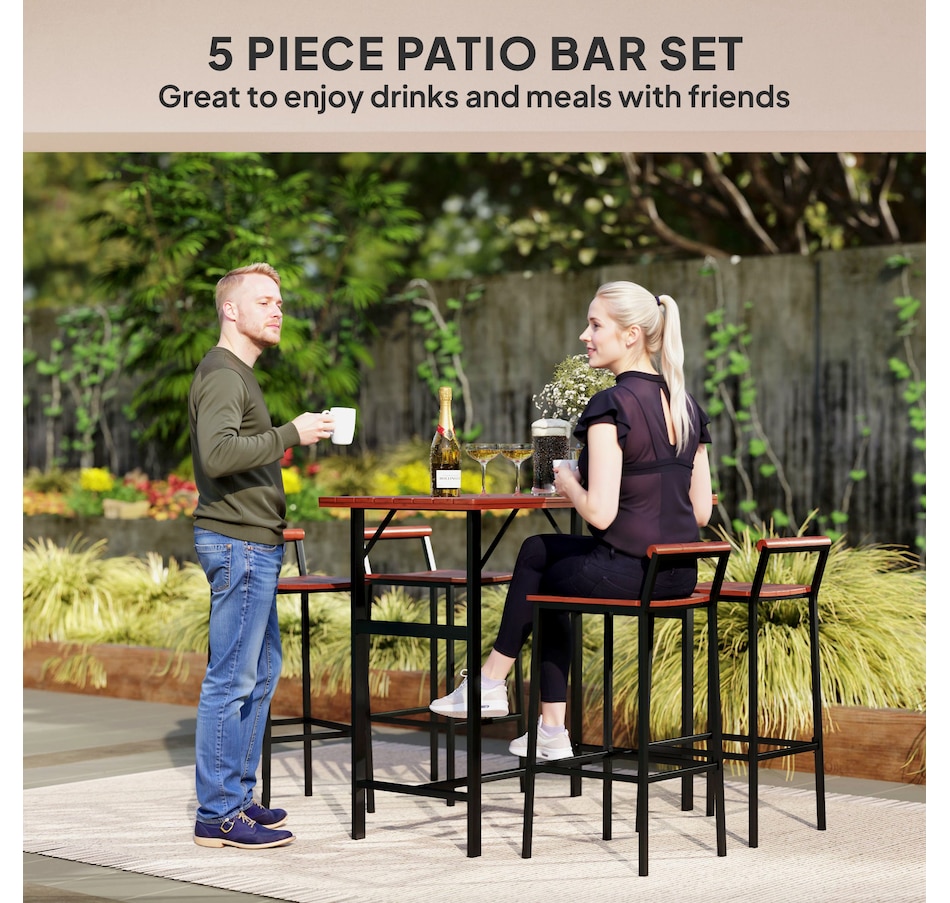 Image 964607_ALTMORE3.jpg, Product 964-607 / Price $319.99, Outsunny 5 Piece Patio Bar Set with 47" Bar Height Table and 4 Bar Stools from Outsunny on TSC.ca's Home & Garden department