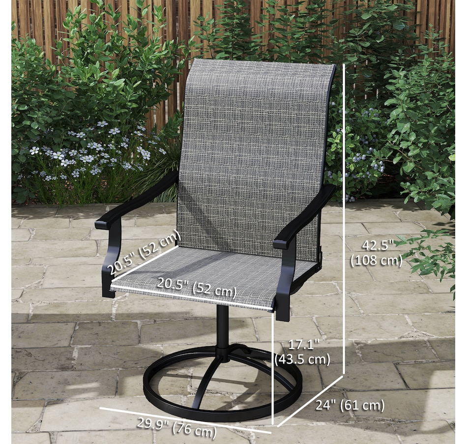Image 964609_ALTMORE2.jpg, Product 964-609 / Price $209.99, Outsunny Patio Swivel Chairs Set of 2, High Back Mesh Outdoor Chairs, Grey from Outsunny on TSC.ca's Home & Garden department