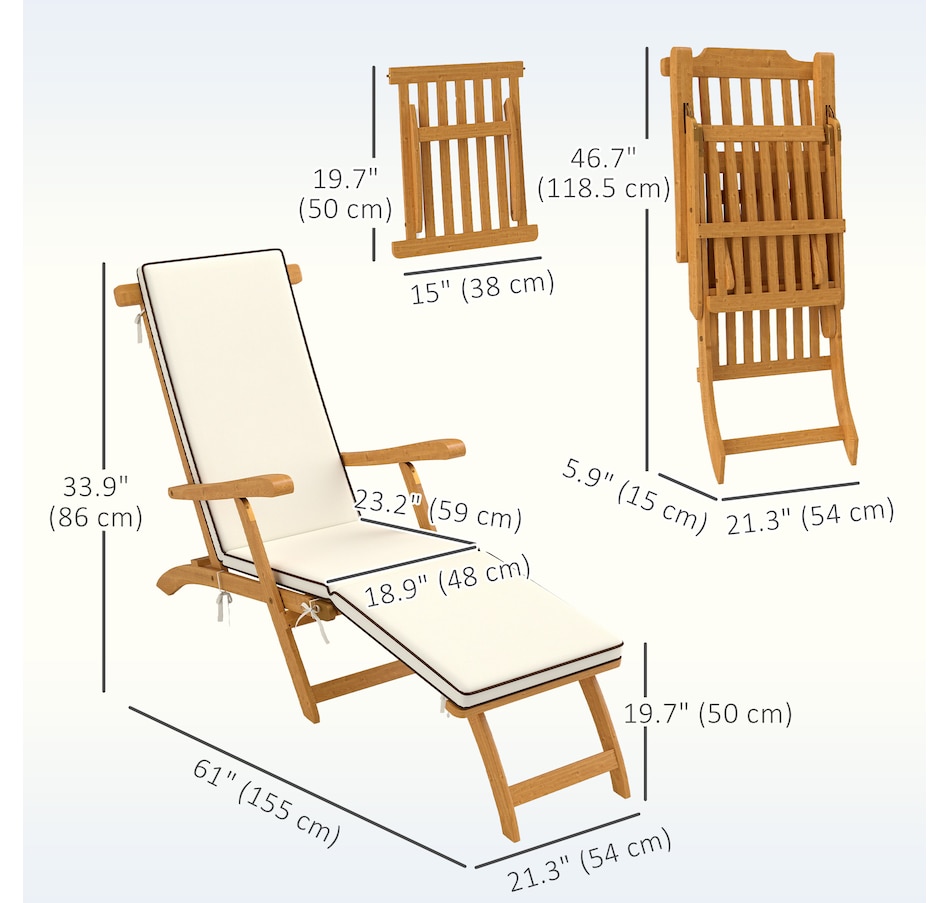 Image 964610_ALTMORE10.jpg, Product 964-610 / Price $164.99 - $169.99, Outsunny Outdoor Lounge Chair, Acacia Wood Folding Recliner from Outsunny on TSC.ca's Home & Garden department