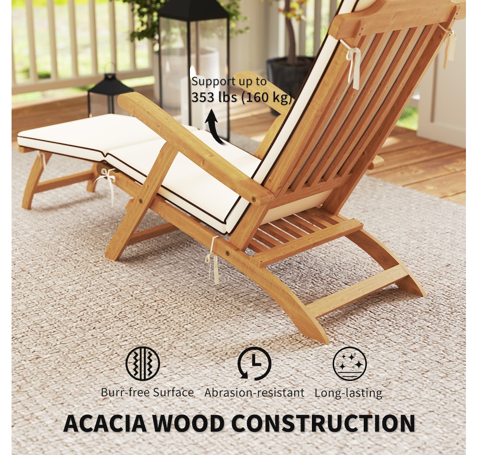 Image 964610_ALTMORE13.jpg, Product 964-610 / Price $164.99 - $169.99, Outsunny Outdoor Lounge Chair, Acacia Wood Folding Recliner from Outsunny on TSC.ca's Home & Garden department