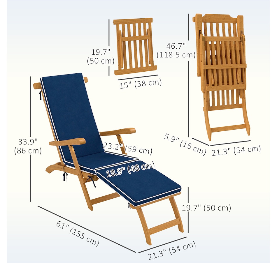Image 964610_ALTMORE2.jpg, Product 964-610 / Price $164.99 - $169.99, Outsunny Outdoor Lounge Chair, Acacia Wood Folding Recliner from Outsunny on TSC.ca's Home & Garden department