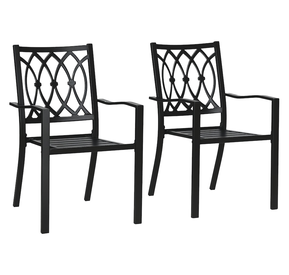 Image 964620.png, Product 964-620 / Price $141.99, Outsunny 2 PCs Dining Chairs w/ Stackable Design, Outdoor Armchair, Black from Outsunny on TSC.ca's Home & Garden department