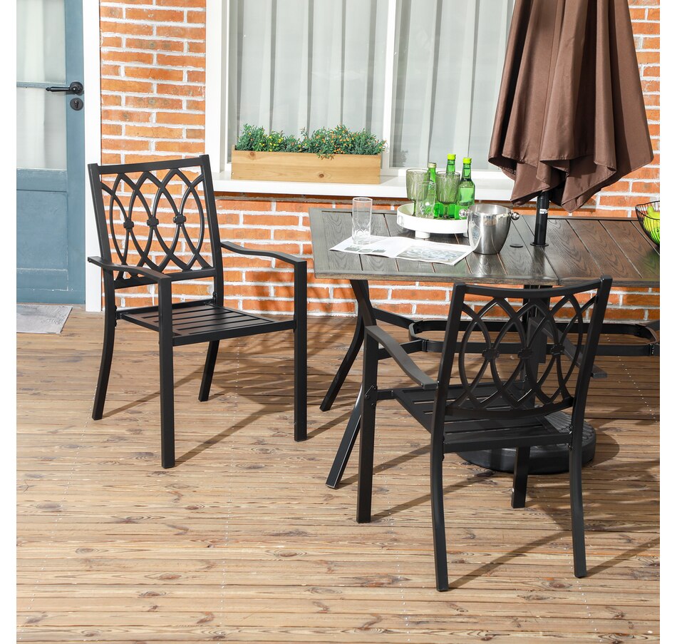 Image 964620_ALTMORE1.jpg, Product 964-620 / Price $141.99, Outsunny 2 PCs Dining Chairs w/ Stackable Design, Outdoor Armchair, Black from Outsunny on TSC.ca's Home & Garden department