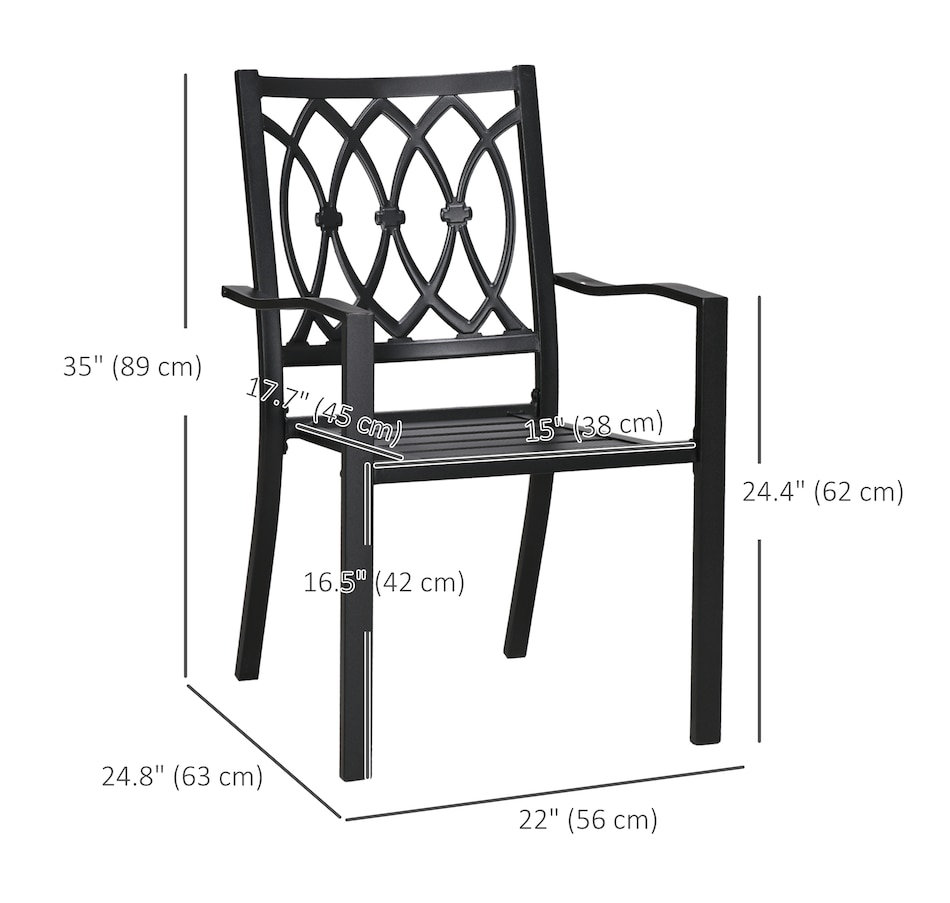 Image 964620_ALTMORE2.jpg, Product 964-620 / Price $141.99, Outsunny 2 PCs Dining Chairs w/ Stackable Design, Outdoor Armchair, Black from Outsunny on TSC.ca's Home & Garden department