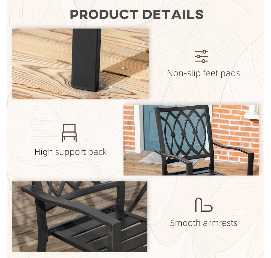 Image 964620_ALTMORE5.jpg, Product 964-620 / Price $141.99, Outsunny 2 PCs Dining Chairs w/ Stackable Design, Outdoor Armchair, Black from Outsunny on TSC.ca's Home & Garden department