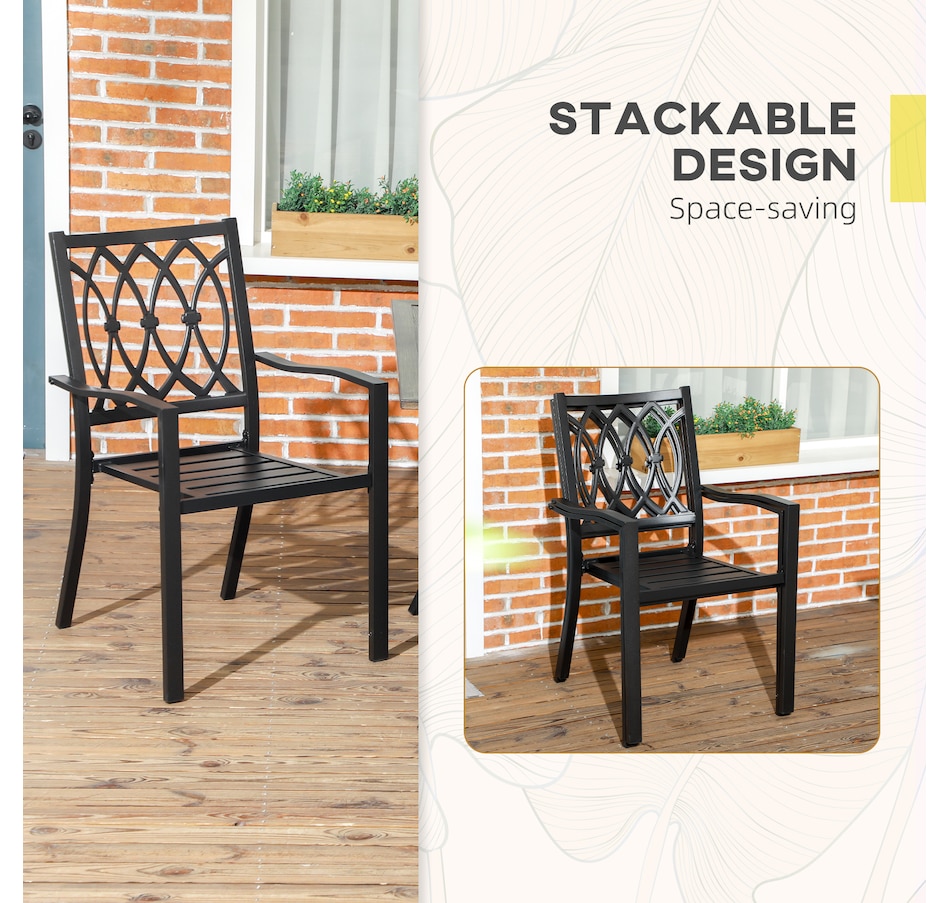 Image 964620_ALTMORE6.jpg, Product 964-620 / Price $141.99, Outsunny 2 PCs Dining Chairs w/ Stackable Design, Outdoor Armchair, Black from Outsunny on TSC.ca's Home & Garden department