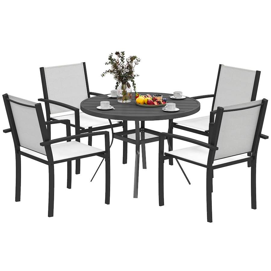 Image 964621.jpg, Product 964-621 / Price $365.99, Outsunny 5 Piece Outdoor Dining Set with Round Table and 4 Stackable Chairs from Outsunny on TSC.ca's Home & Garden department